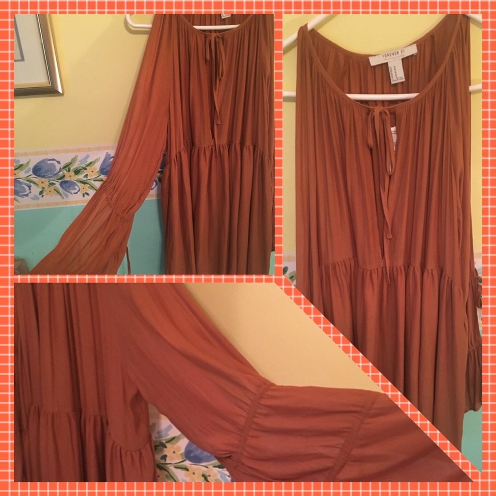 Cold Shoulder Tie Sleeve Boho Tunic Top Dress